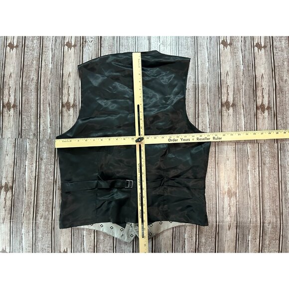 Daniel A. Hanson 100% Silk Waistcoat Vest Size L Gray / Black - Picture 5 of 5